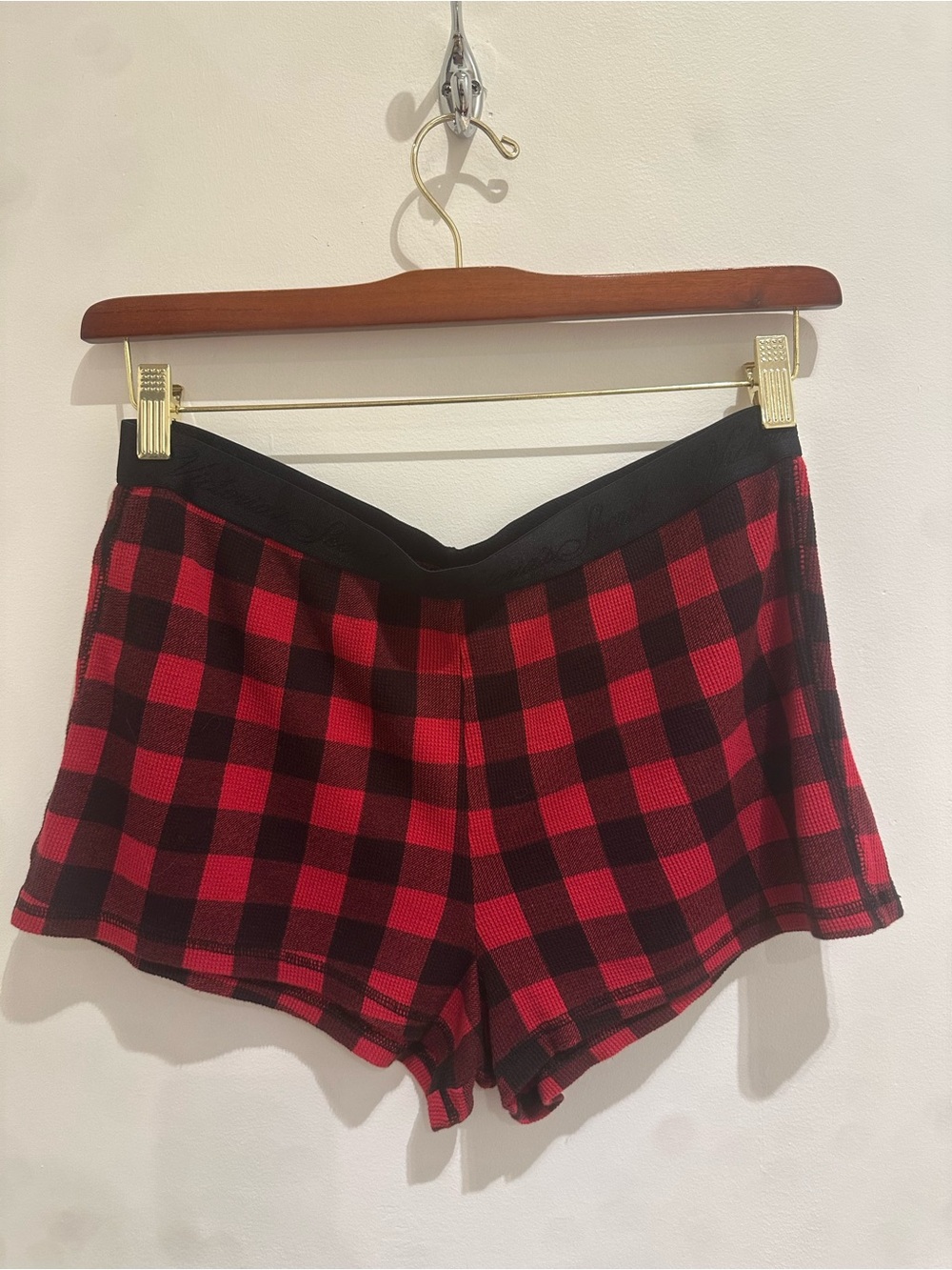 Victoria's Secret Red & Black Plaid Lounge Shorts L